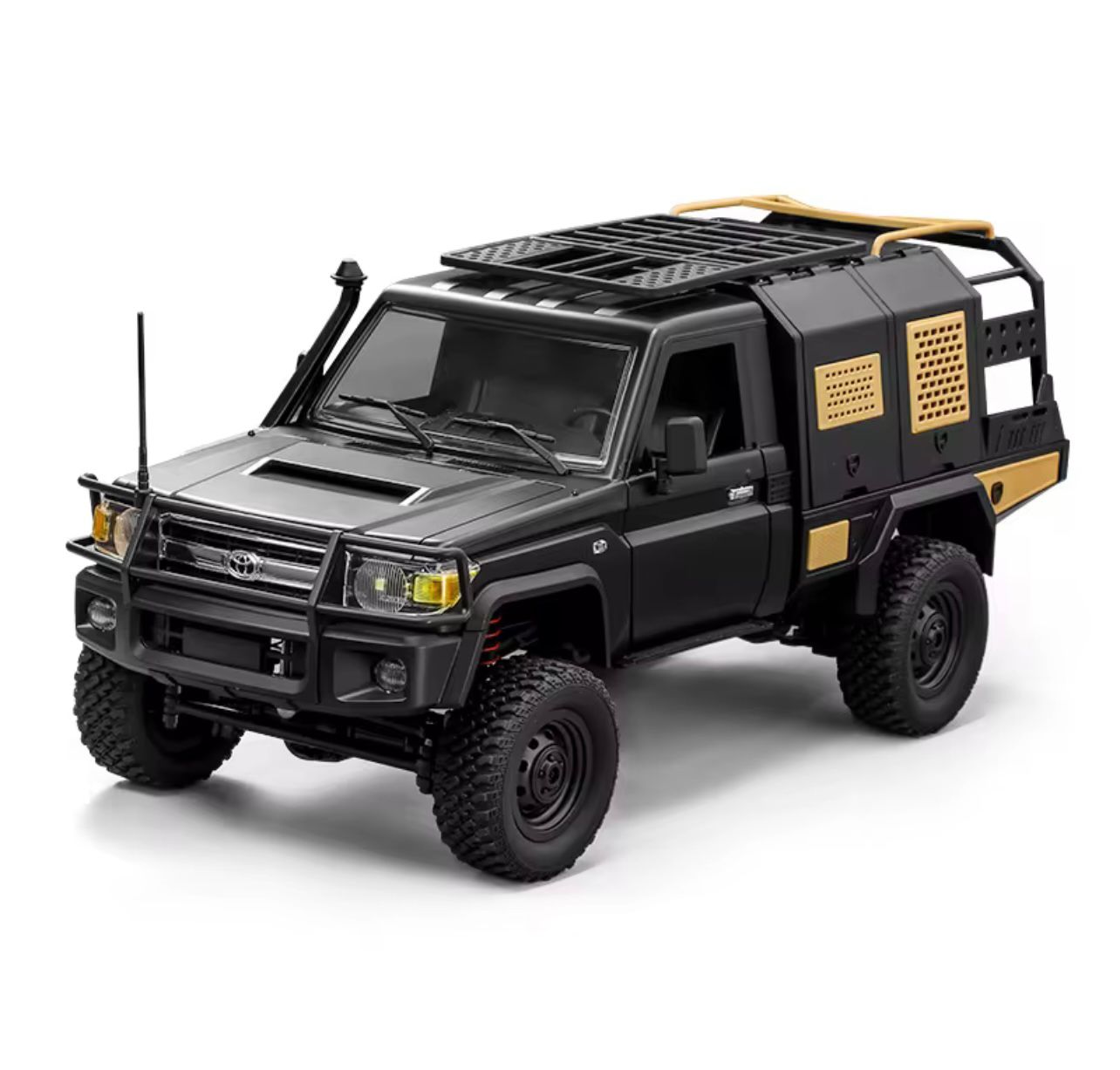 Camioneta RC Toyota Land Cruiser 70 Series - Edición Expedition Black & Gold (Escala 1:12 / 1:10)