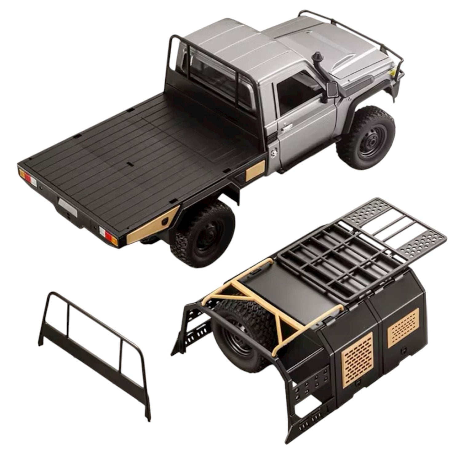 Camioneta RC Toyota Land Cruiser 70 Series - Edición Expedition Black & Gold (Escala 1:12 / 1:10)
