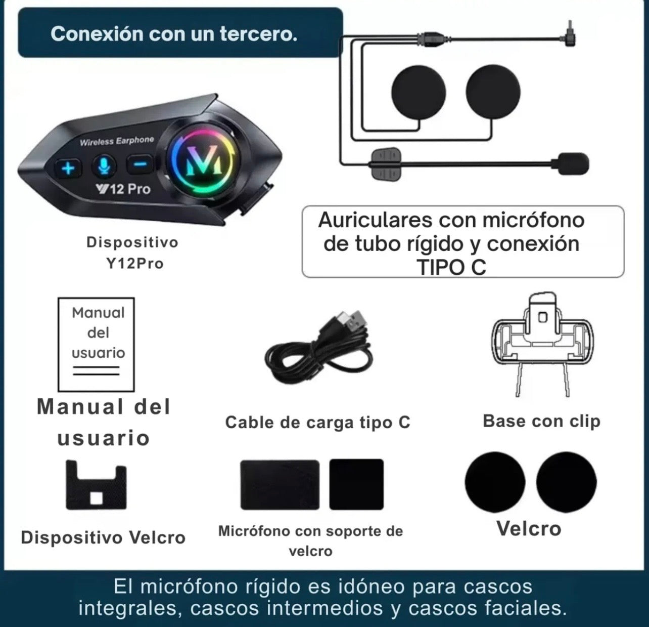 Intercomunicador Bluetooth para Casco Y12 Pro