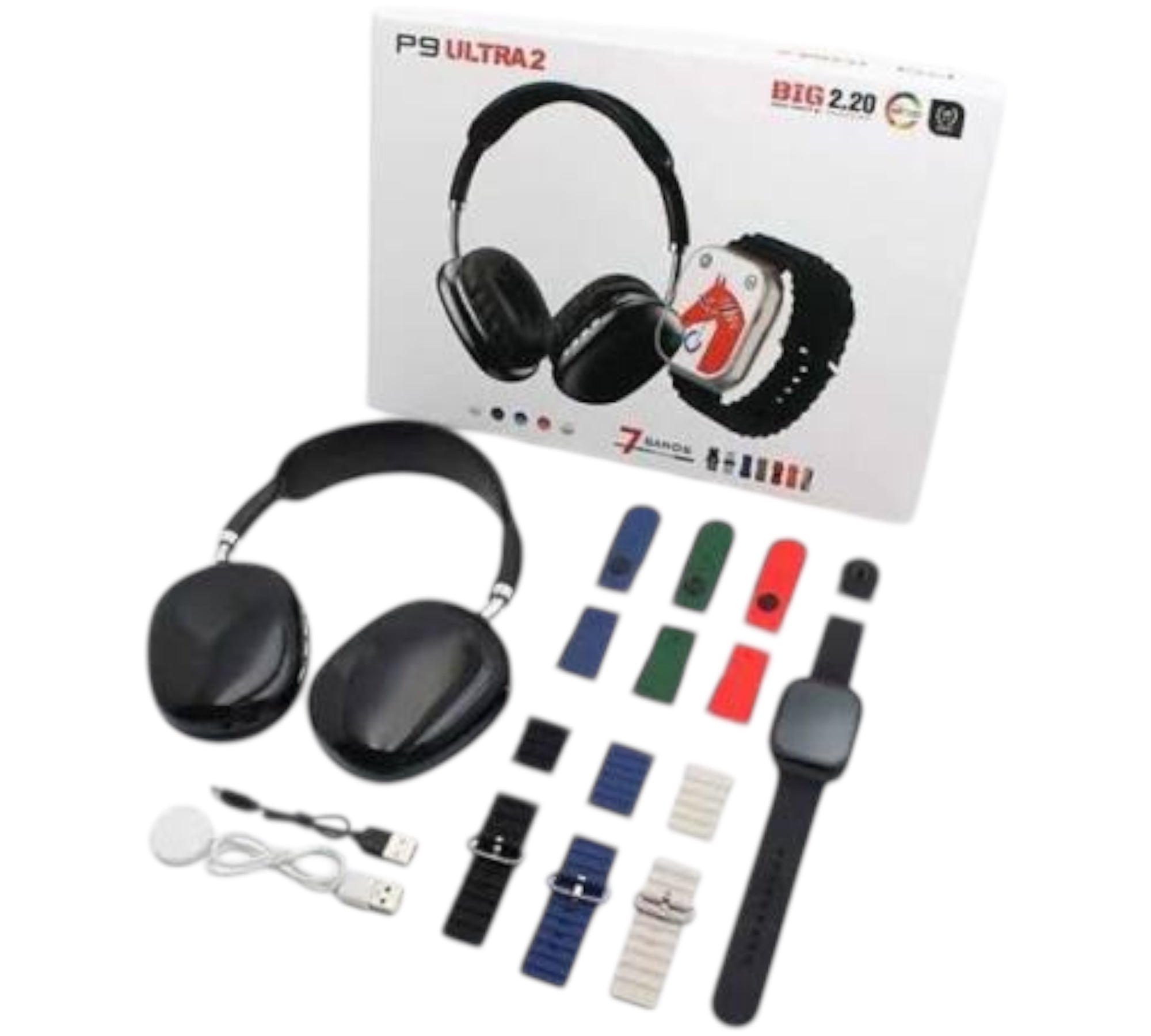 Combo Ultra 2: Smartwatch P9 Ultra 2 + Audífonos de Diadema P9